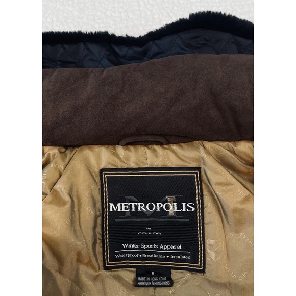 (VTG) METROPOLIS • Brown/Black Suede Fur Trim Jacket - Picture 15 of 16